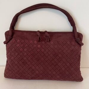 Bottega Veneta Intrecciato Suede Handbag Brown